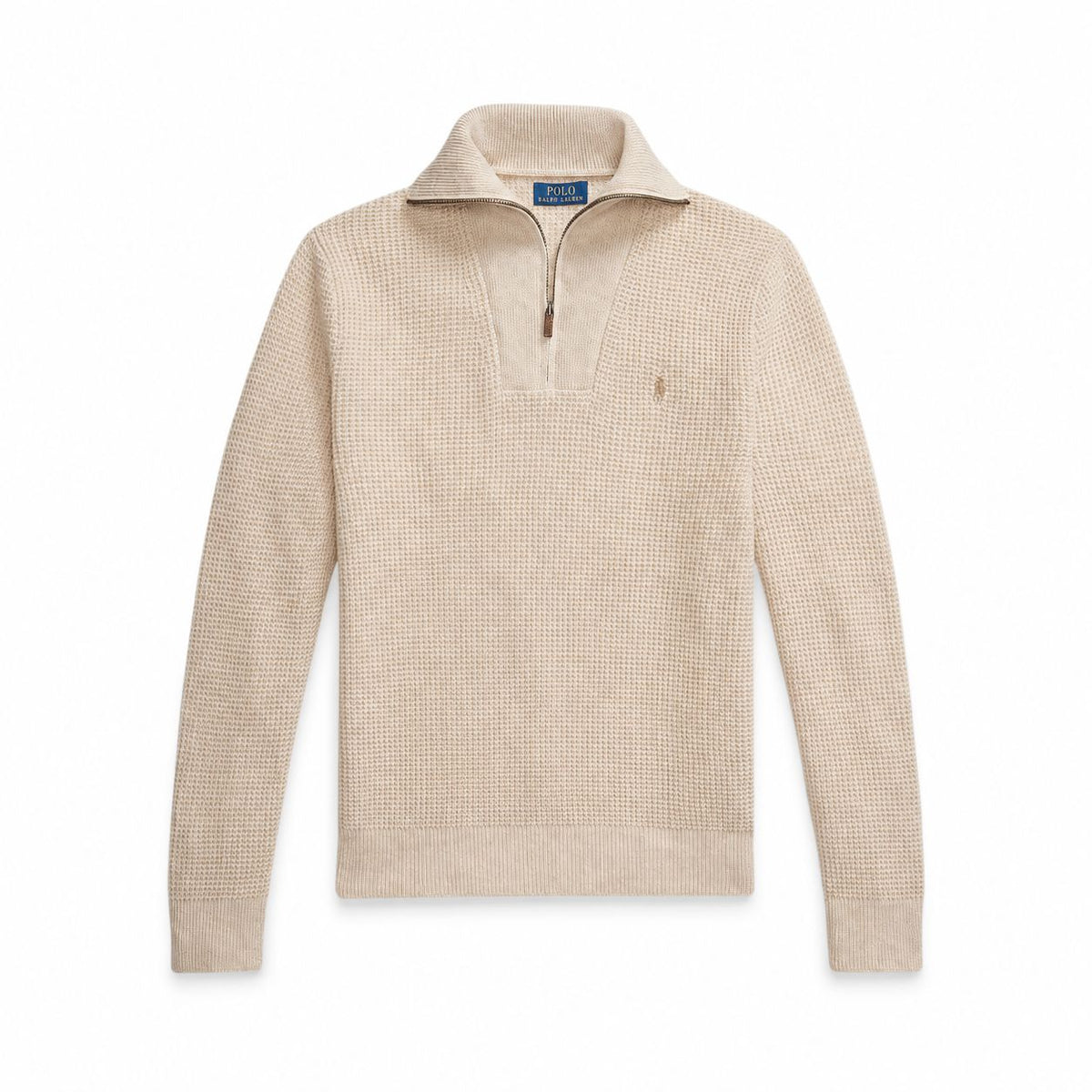 Ralph Lauren Waffelstrick Wolle-Baumwolle Pullover Mit Viertelreißverschluss
