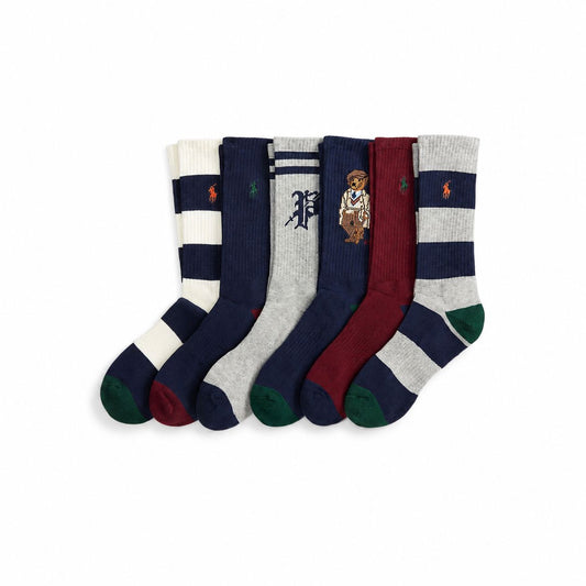 Ralph Lauren Polo Bear Cotton-Blend Crew Sock 6-Pack