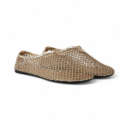 Loro Piana Flacher Slipper Floaty Damen - Rocher Gold/silver Dust