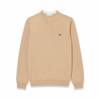 Lacoste Monochrome Baumwoll-Pullover Mit V-Ausschnitt