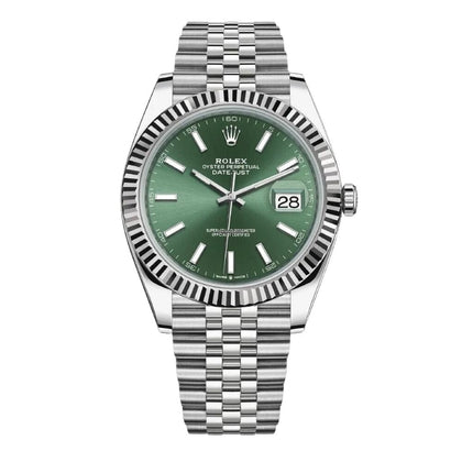 Rolex Datejust Grünes Zifferblatt Jubilee Armband 41mm