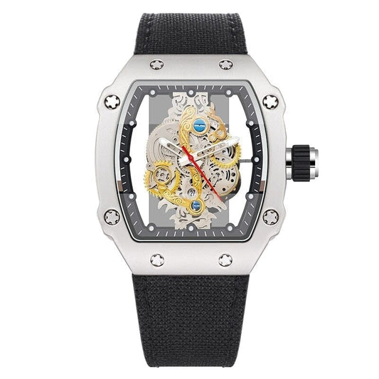 Poedagar Skeleton Mech Herren-Armbanduhr Mit Skelett-Zifferblatt
